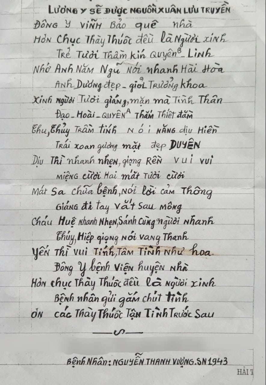 LƯƠNG Y SẼ ĐƯỢC NGUỒN XUÂN LƯU TRUYỀN